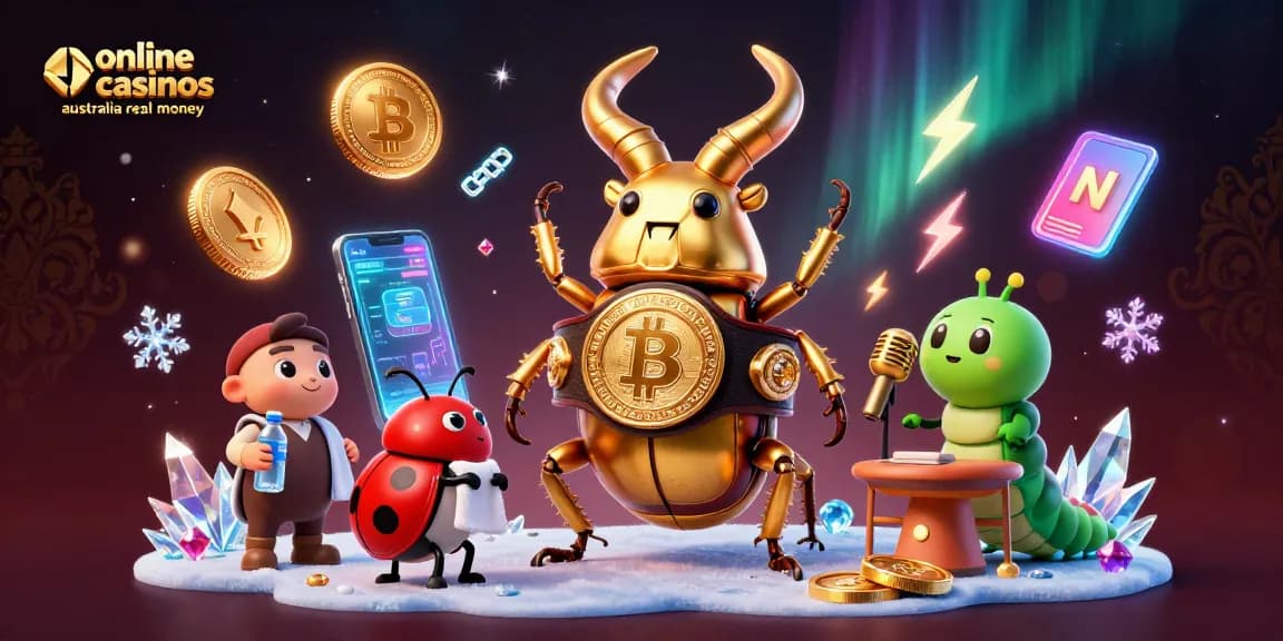 Engage with online casinos Australia real money through an epic battle featuring a giant stag beetle and crypto elements