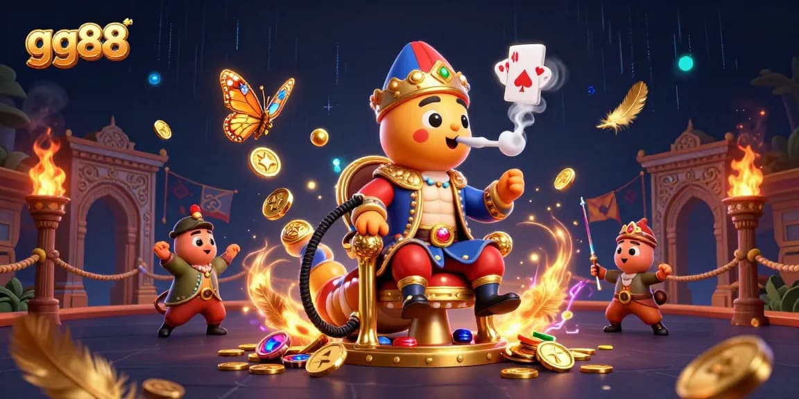 Experience thrilling gameplay at gg88 featuring a vibrant 3D illustration of a whimsical casino environment.