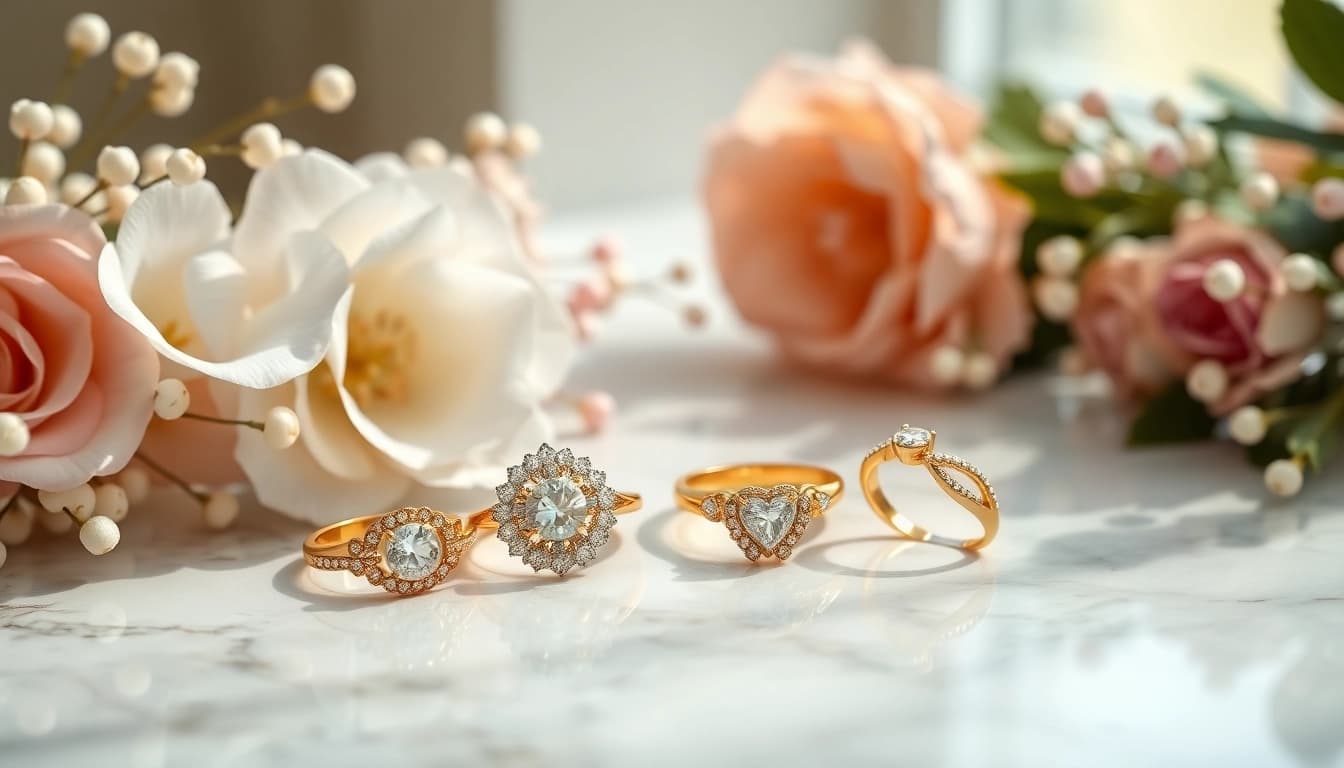 Shop beautiful women gold rings featuring intricate designs and sparkling gemstones.