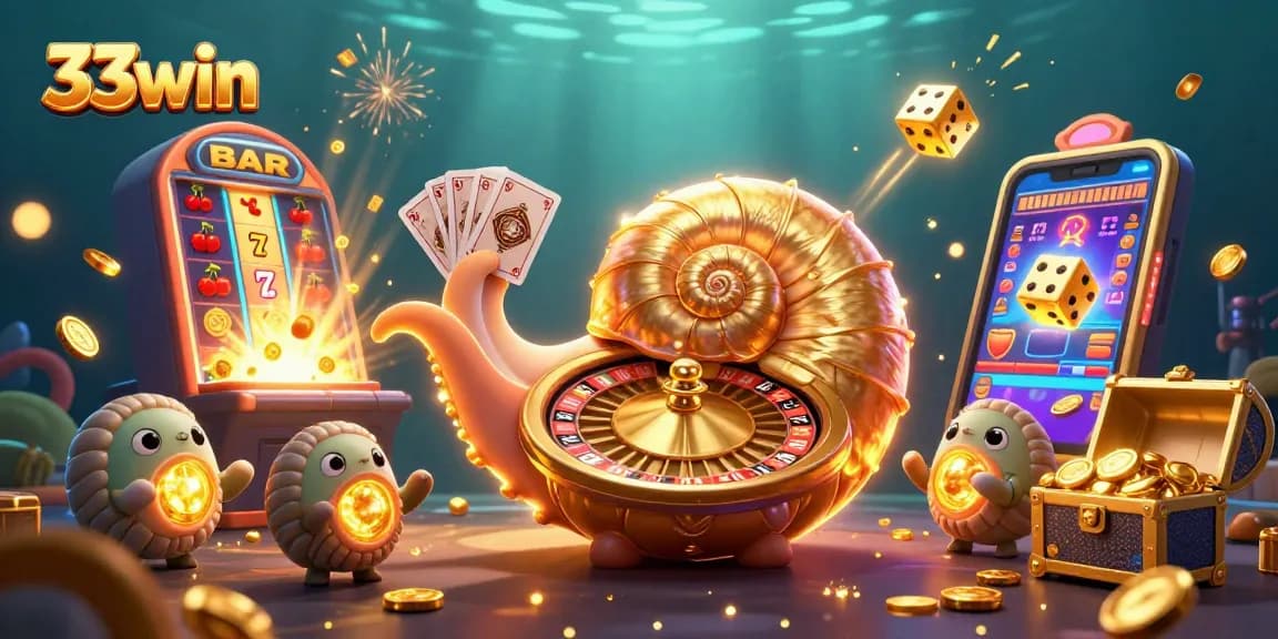 Engage in thrilling slots and jackpot games with 33win featuring vibrant casino elements and characters.