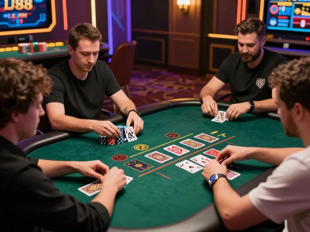 LU88 players engaging in live casino gameplay with cards and chips on the table.