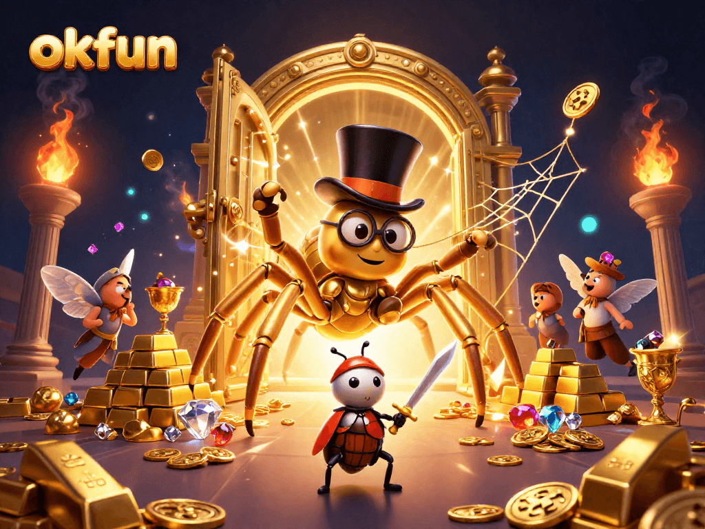 Experience the exciting world of okfun through this dynamic gaming illustration featuring vivid casino elements.