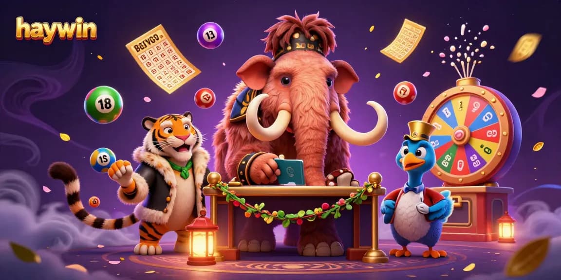 Experience the excitement of haywin with vibrant lottery elements in a 3D casino illustration.