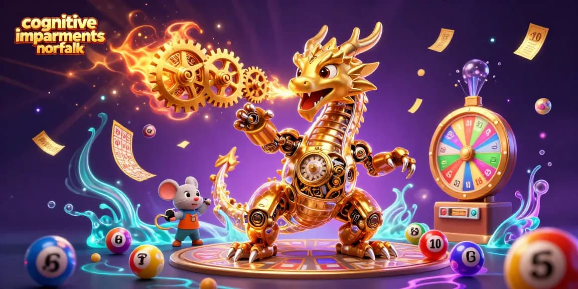 Cognitive impairments norfolk illustrated in a vibrant casino scene featuring a golden dragon and lottery elements.