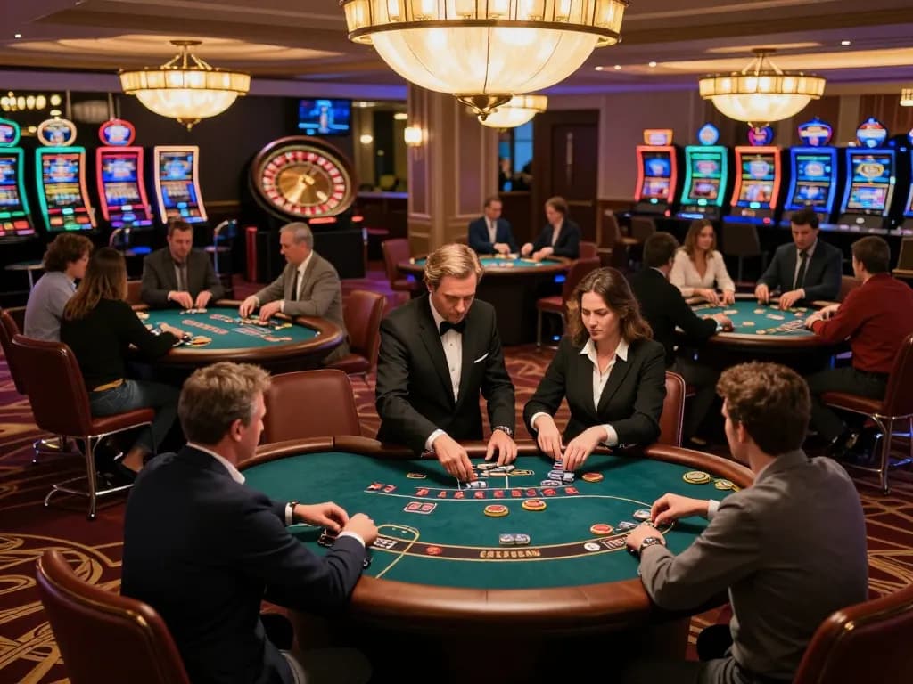 Players enjoying poker at gg88 com casino, vibrant atmosphere captured in elegant upscale setting.