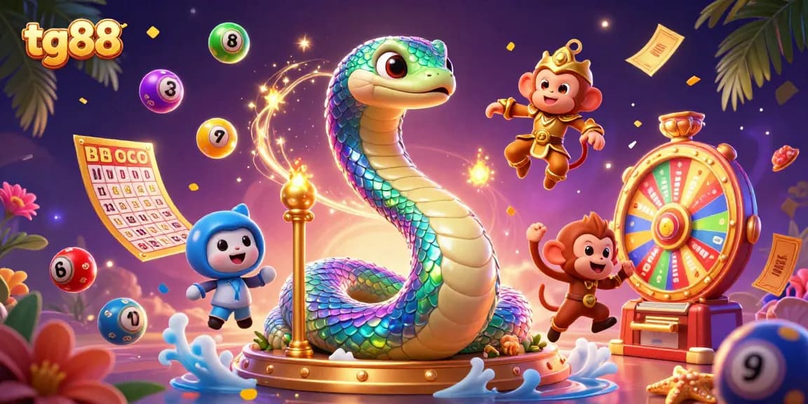 Engage with tg88, the vibrant online gaming experience featuring lottery balls, a playful monkey king, and magical characters.