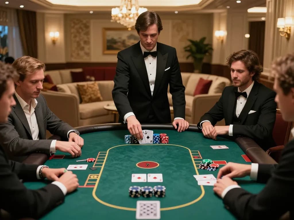 79win poker game in an elegant VIP casino setting with players focused on high-stakes action.