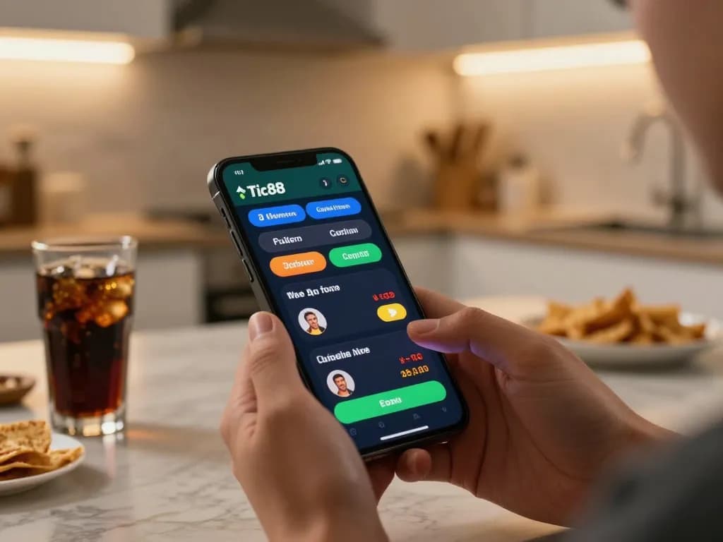 Engaging with the Link Tic88 chính thức app for live betting opportunities in a cozy home environment.