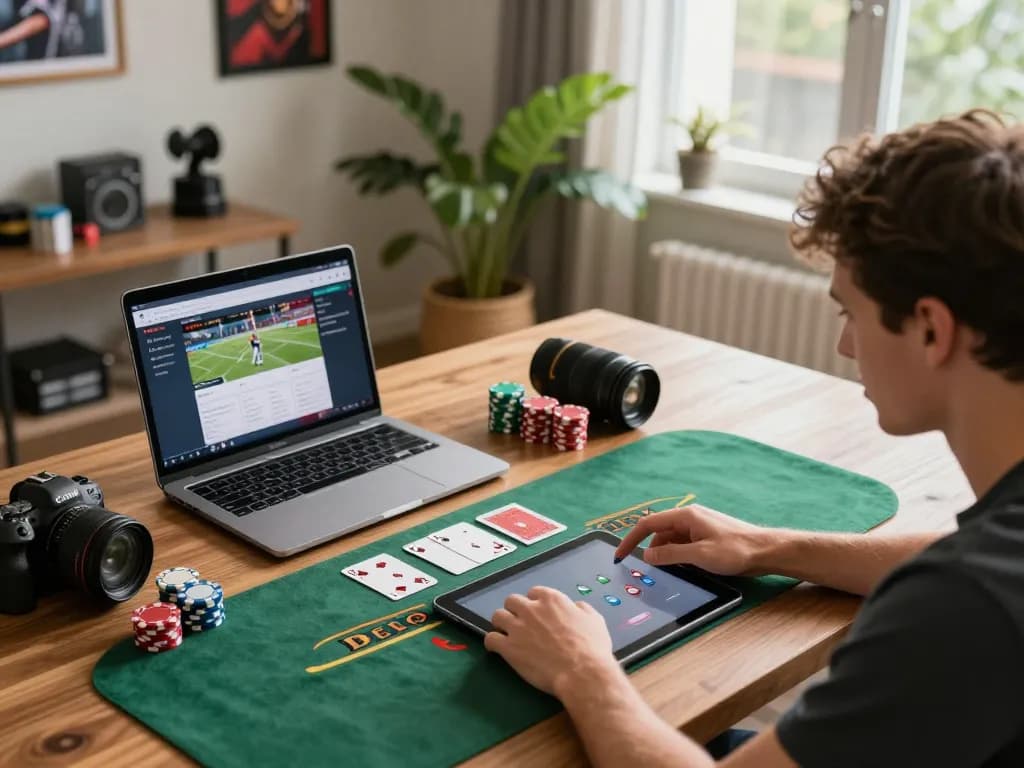 Engaging online gaming experience at home with vuabet88i, featuring live dealer blackjack.