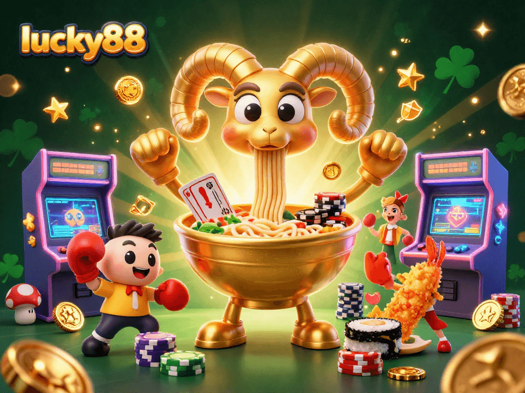 Experience the vibrant lucky88 online gaming world, featuring unique characters and casino excitement.
