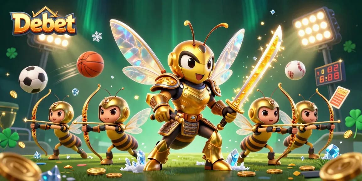 Engage in thrilling betting adventures with Debet, showcasing a dynamic casino illustration.
