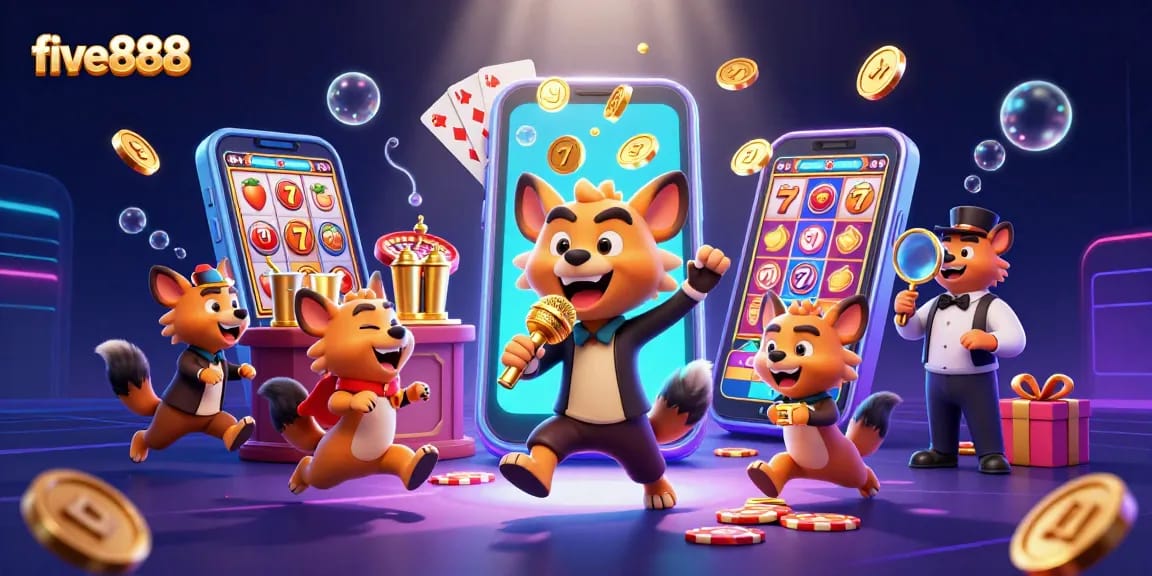 Join the fun at five888, where hyenas entertain in a dynamic casino setting filled with games and excitement.