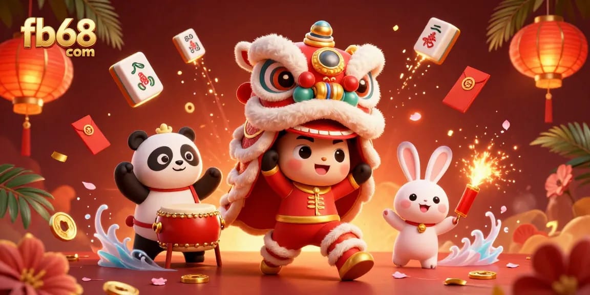 Experience the excitement of fb68 com with vibrant characters and casino-themed elements in a festive illustration.