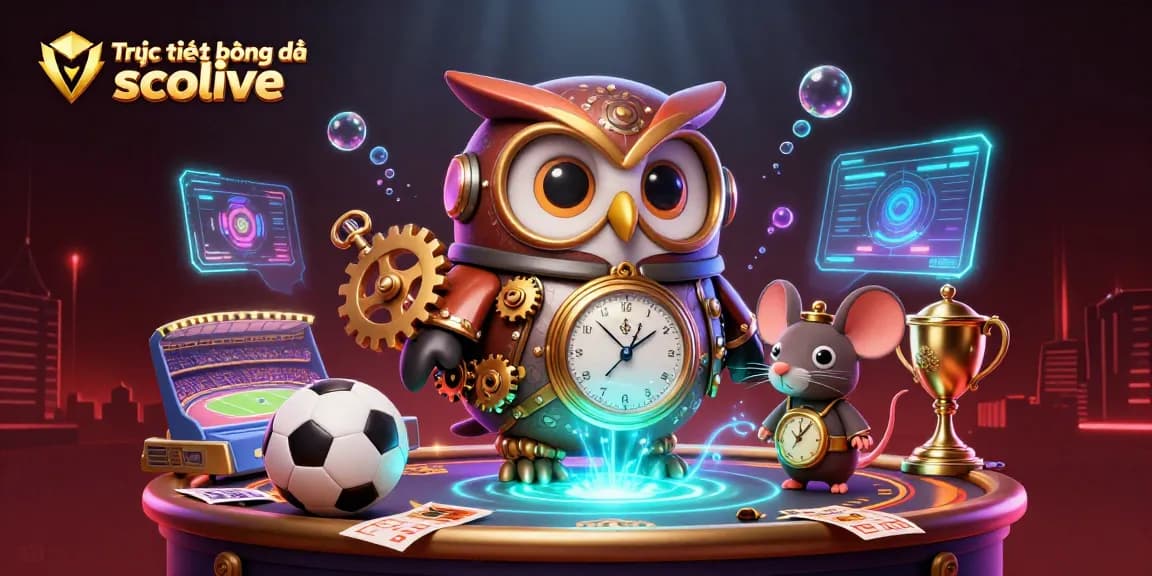 Engage with Trực tiếp bóng đá socolive through this vibrant 3D betting scene featuring soccer elements and dynamic characters.