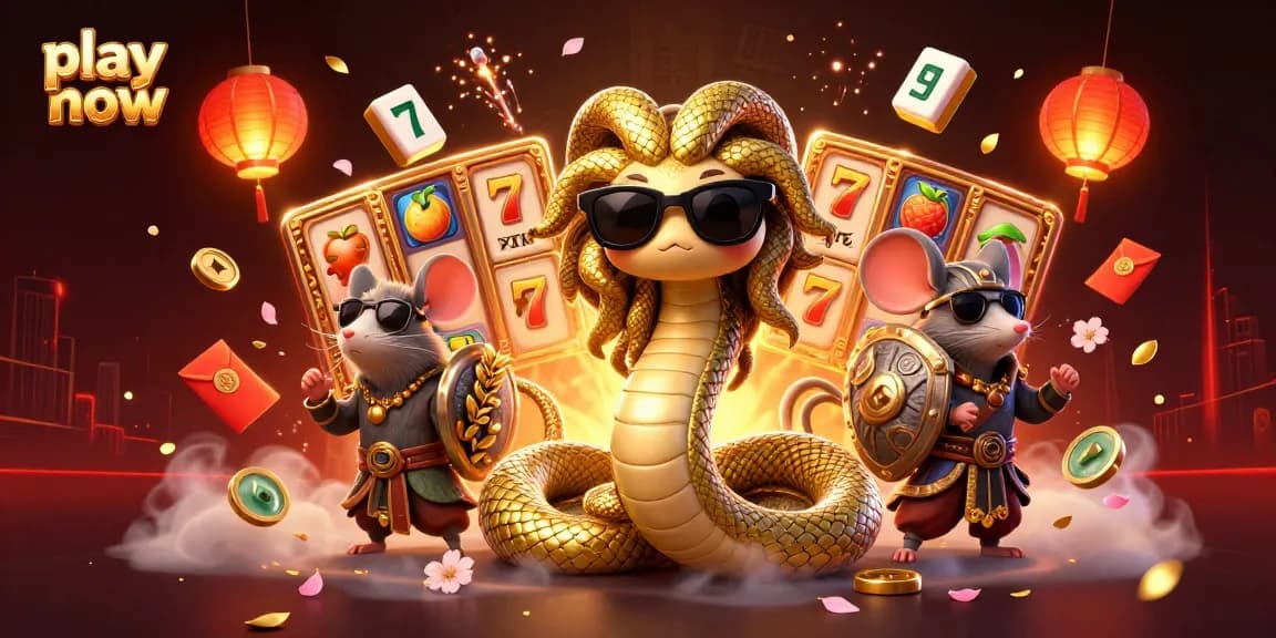 Play now captivating casino scene with Medusa, golden coins, and vibrant slot reels illustrated