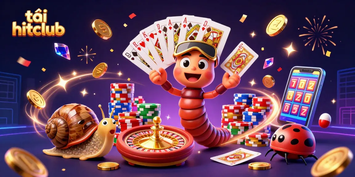 Experience excitement while loading tải hitclub with vibrant characters celebrating around gaming elements.