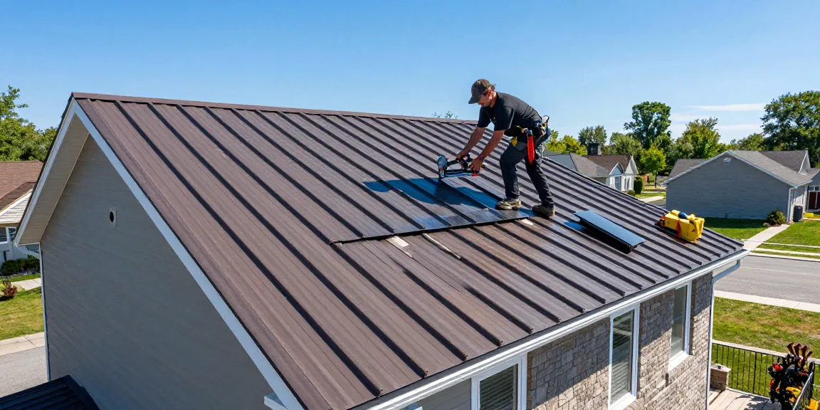 Professional installation of metal roofing Mississauga on suburban home, showcasing modern aesthetics.