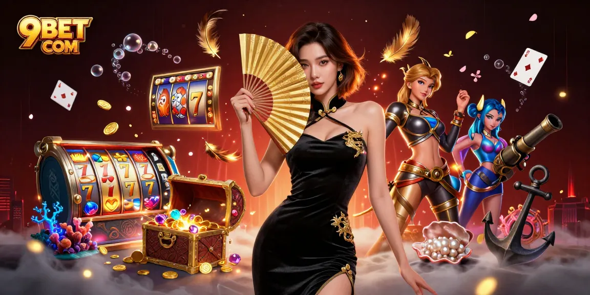 Engage in exciting games at 9BET COM with vibrant casino visuals and dynamic slot reels.