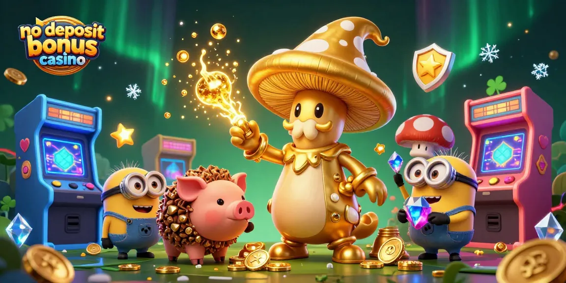 Experience the thrill at a no deposit bonus casino with magical characters and gaming excitement.