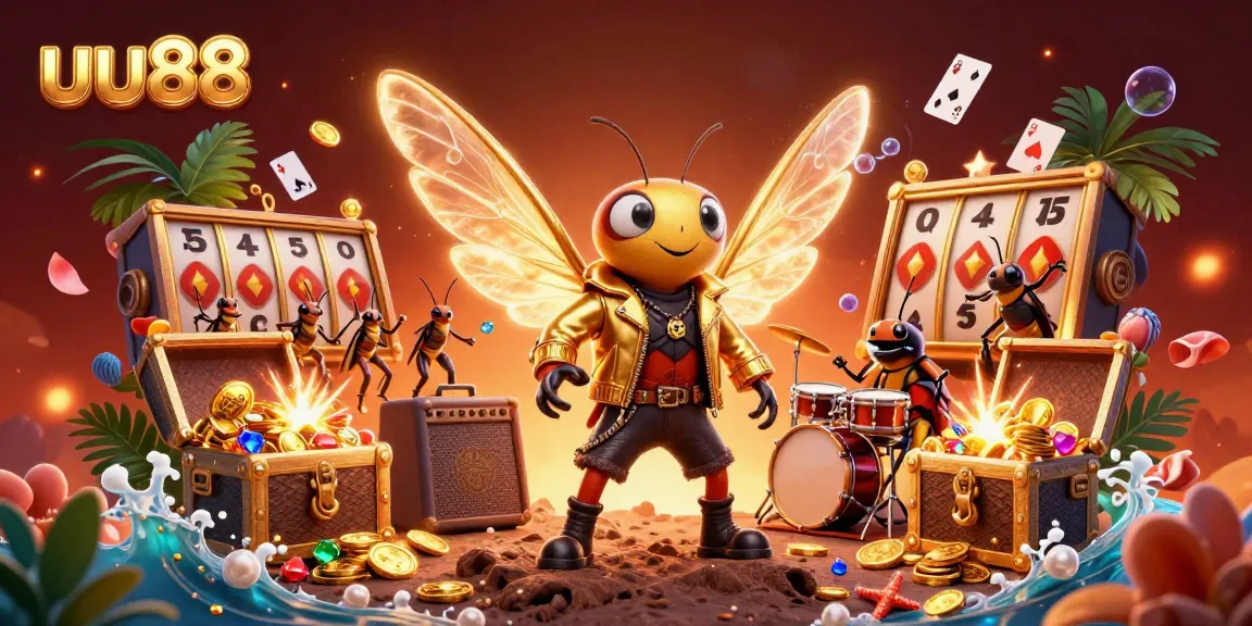 Joining the gaming fun at uu88, the energetic rock star cicada stands out amid overflowing jackpots and colorful slot game reels.