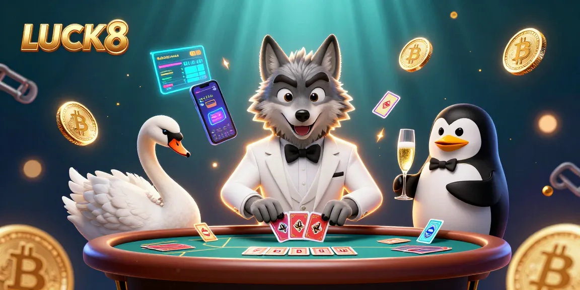 Experience the excitement of LUCK8 with cartoon characters at a vibrant baccarat table.