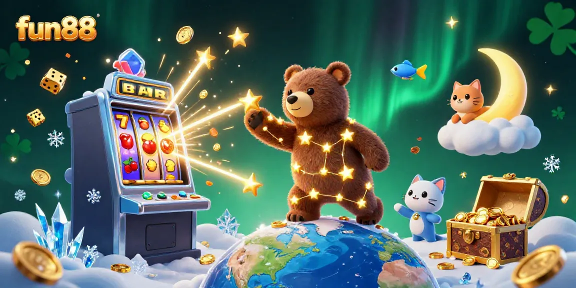 Experience fun88 with the constellation bear and vibrant casino elements in a dynamic 3D scene.