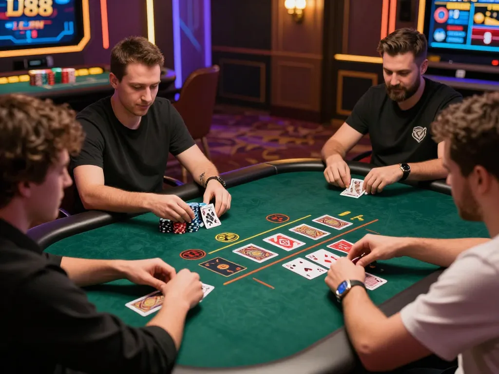 LU88 players engaging in live casino gameplay with cards and chips on the table.