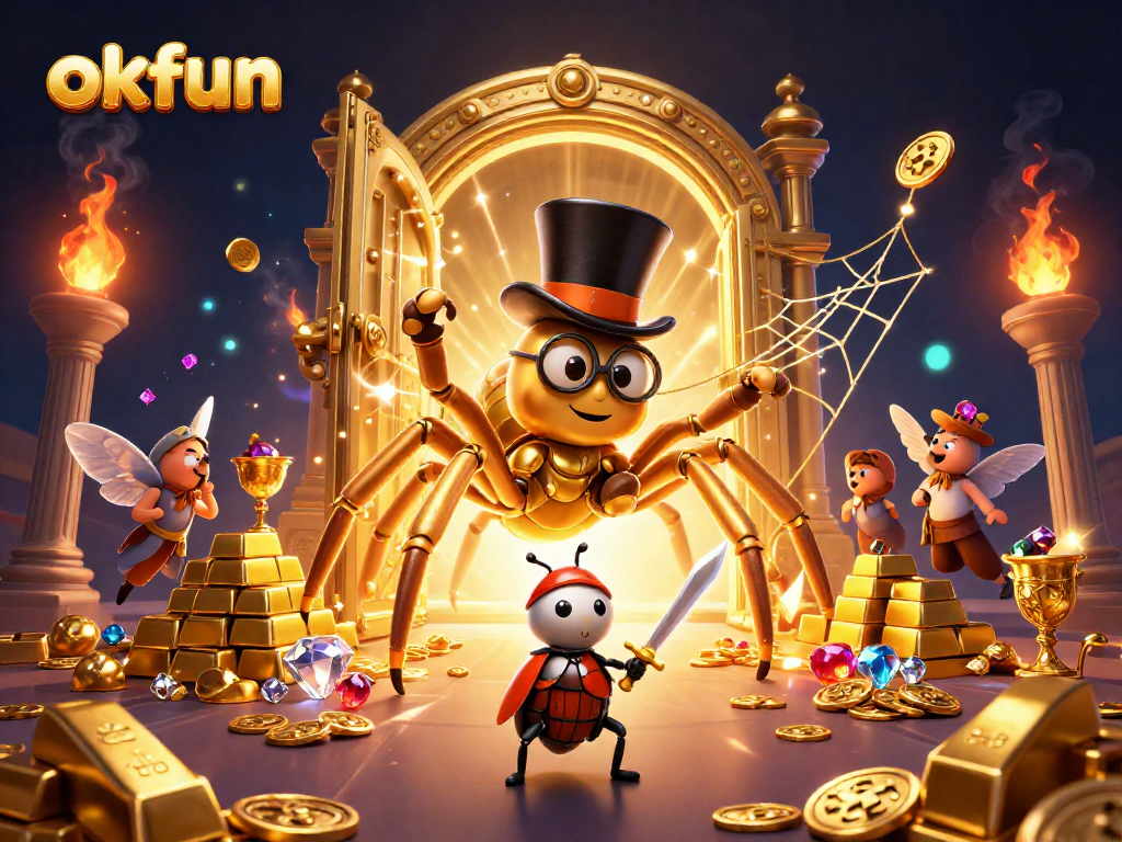 Experience the exciting world of okfun through this dynamic gaming illustration featuring vivid casino elements.
