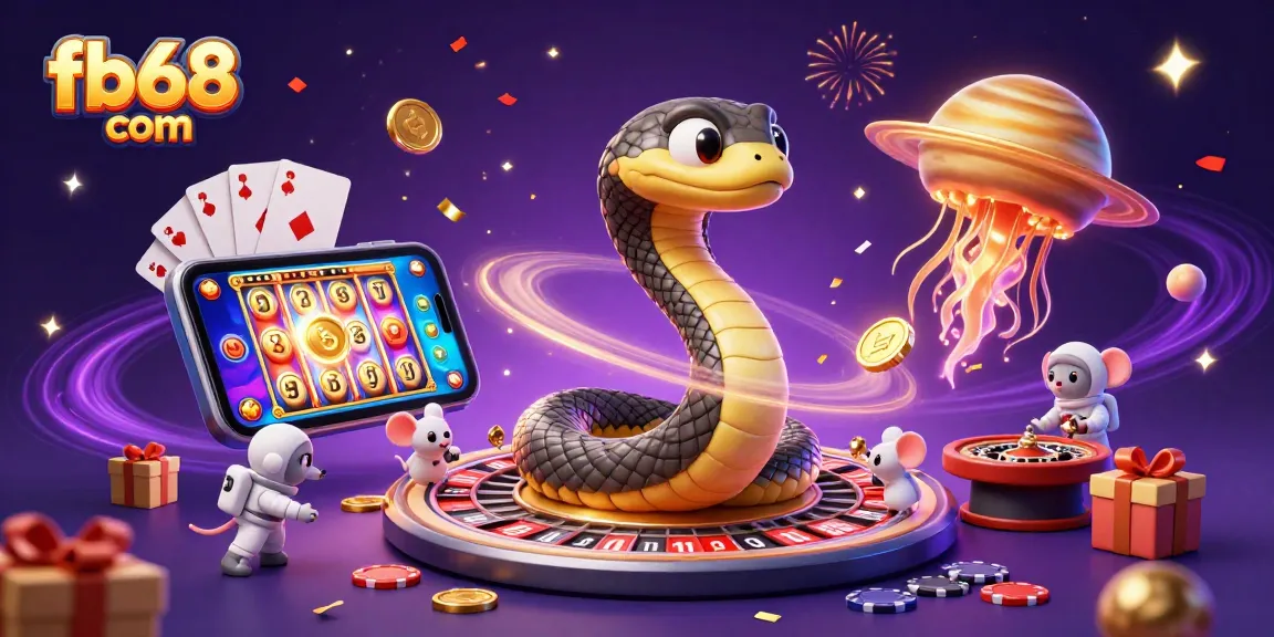 Experience vibrant gambling fun with fb68 com as astronaut mice bet on a roulette wheel in space.