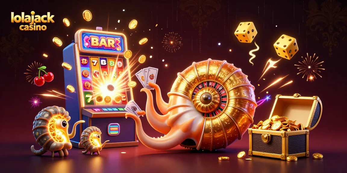 Join the fun at lolajack casino with a lively scene showcasing games, excitement, and winnings!