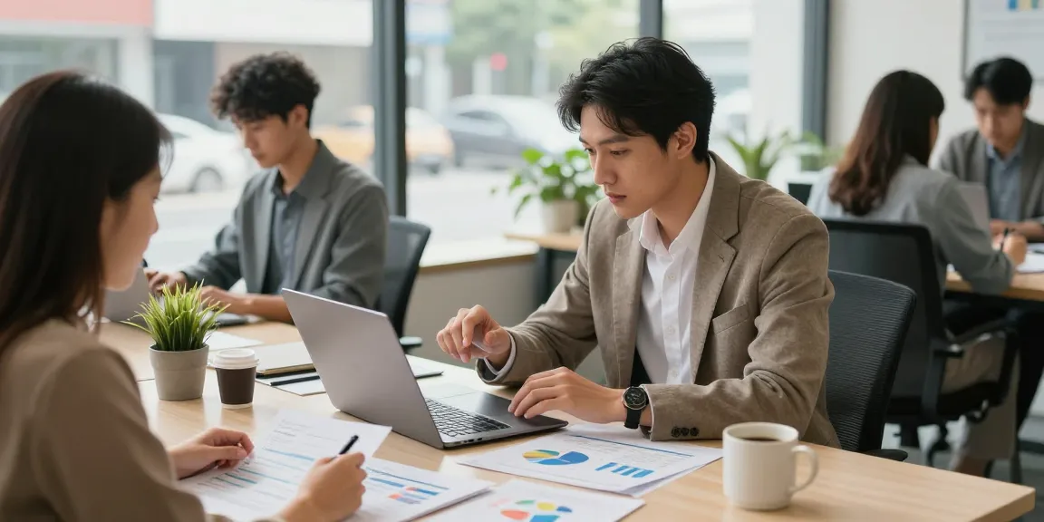 Accounting services for small business team collaborating in office environment with financial reports and strategy discussions.