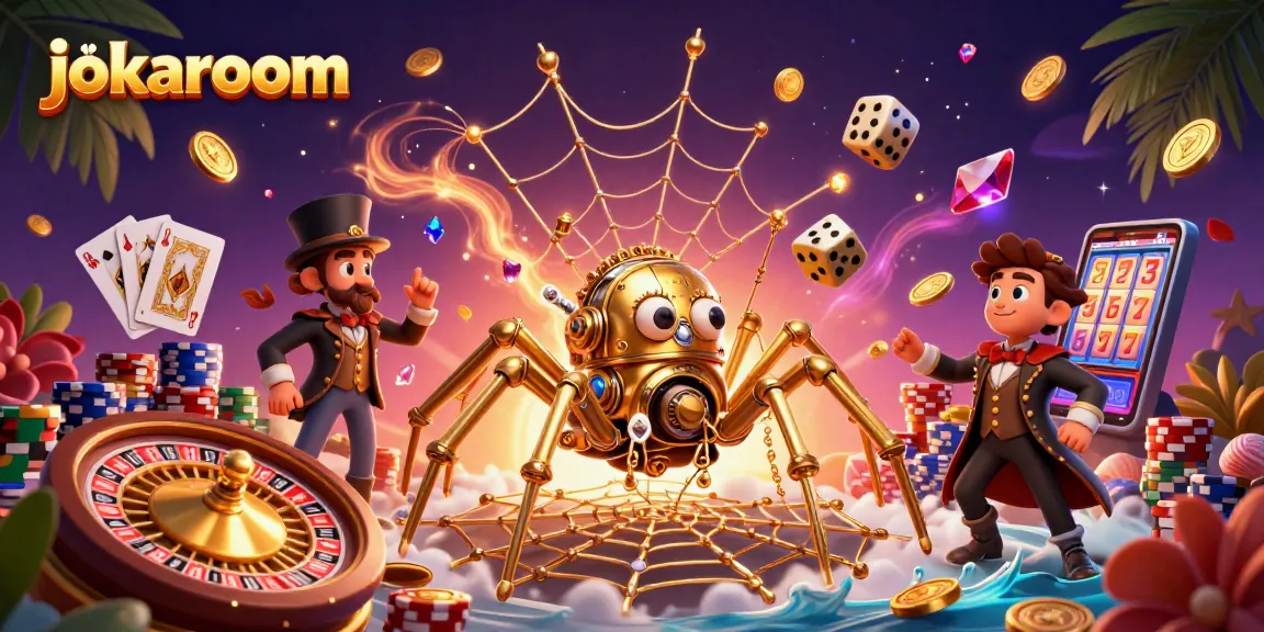 Engage with the thrilling world of jokaroom in a vibrant 3D casino scene featuring steampunk elements.