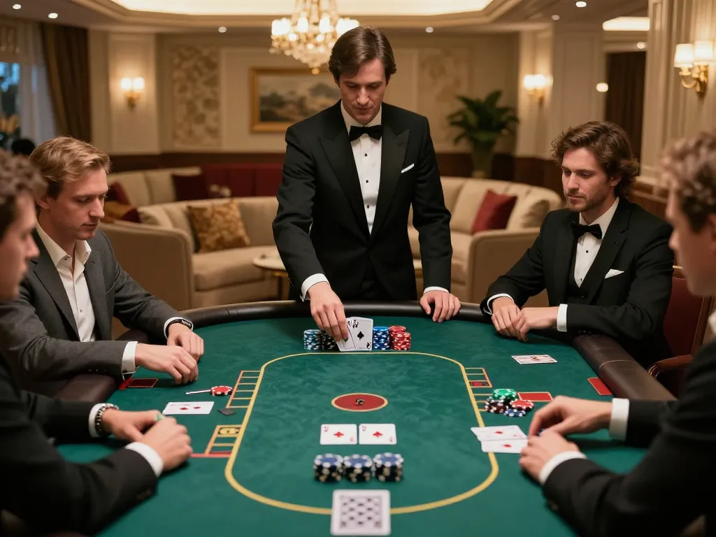 79win poker game in an elegant VIP casino setting with players focused on high-stakes action.