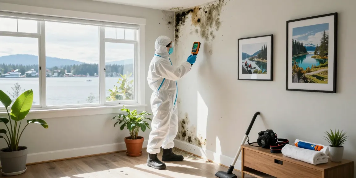 Mold Remediation Vancouver expert inspecting moisture detection in a home, demonstrating professional mold removal techniques.