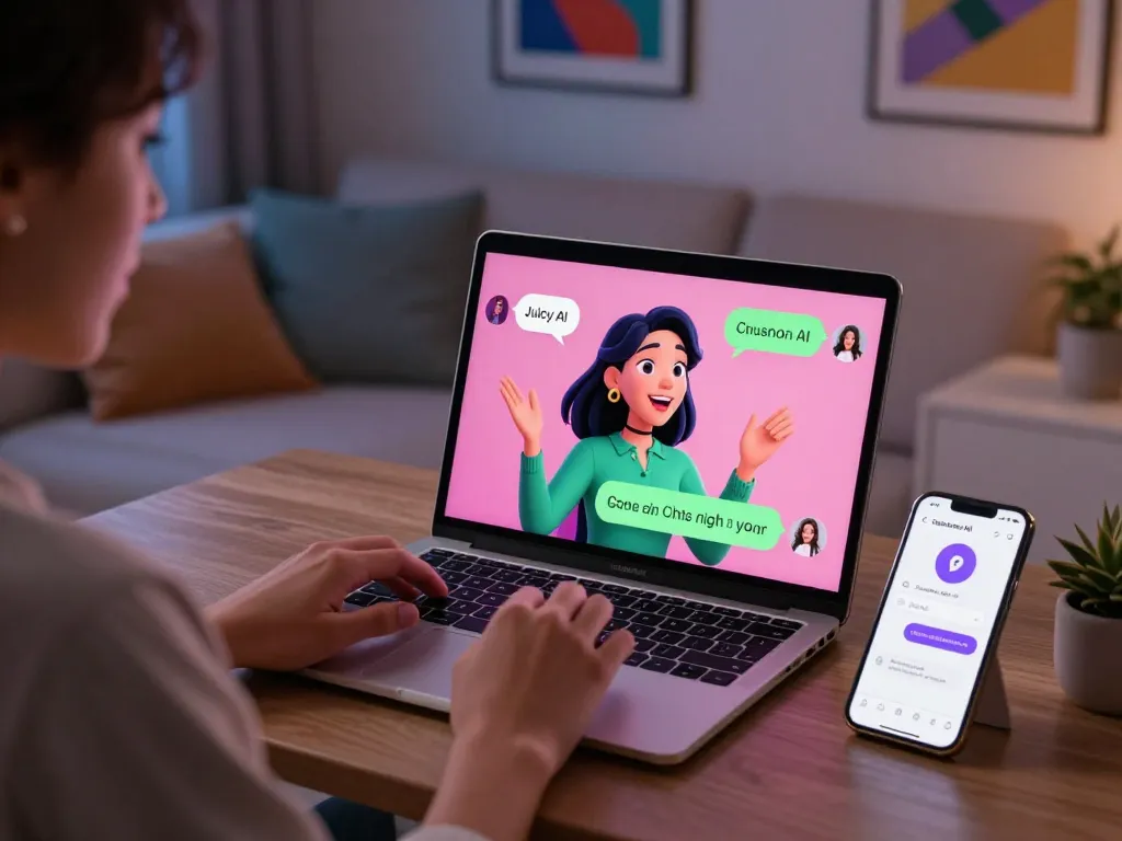 Engaging with CrushOn AI in a cozy setting, showcasing NSFW chat technology.