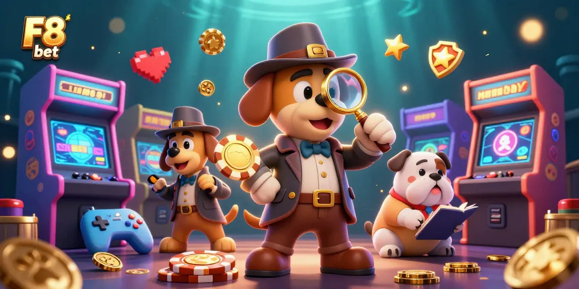 Engage in thrilling gameplay with F8 bet while uncovering golden poker chip mysteries in a vibrant casino scene.