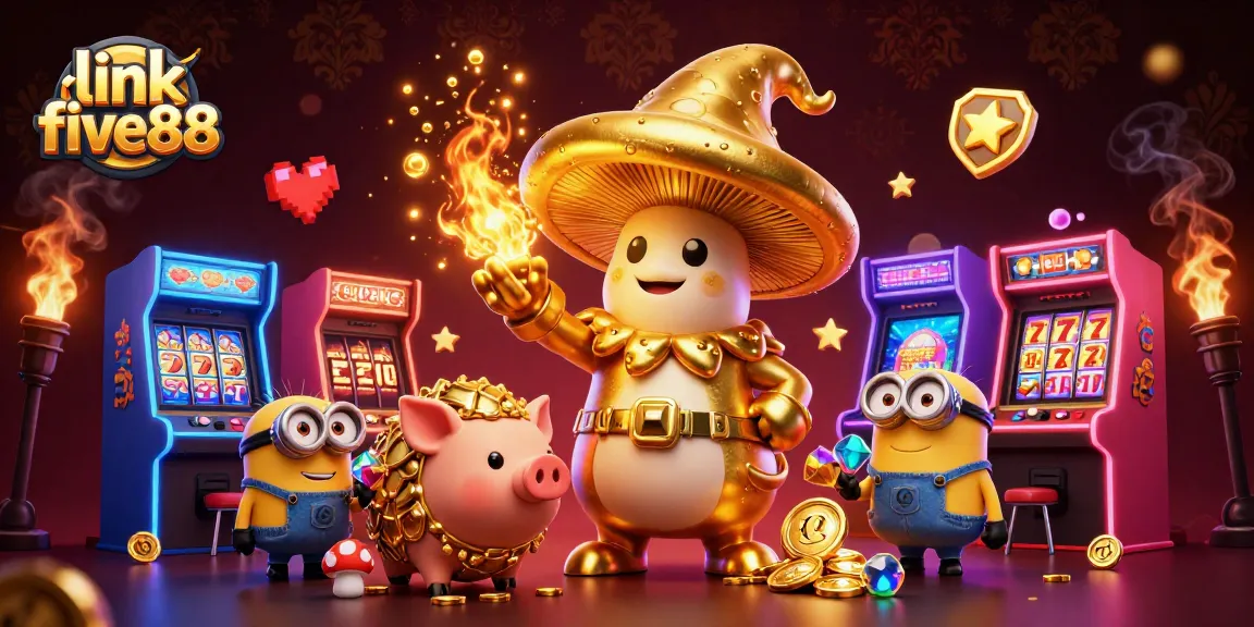 Experience the vibrant world of link five88 as the golden mushroom wizard channels magic for winning combinations.