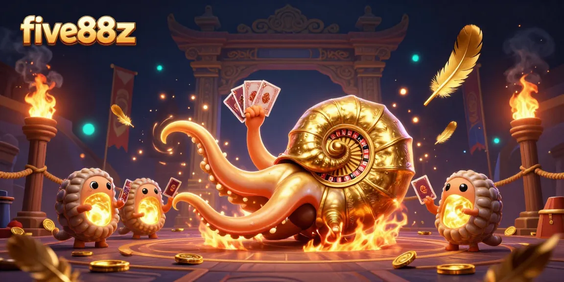Engage in gaming excitement at five88zz with a vibrant 3D casino scene, highlighting dynamic elements of chance and skill.