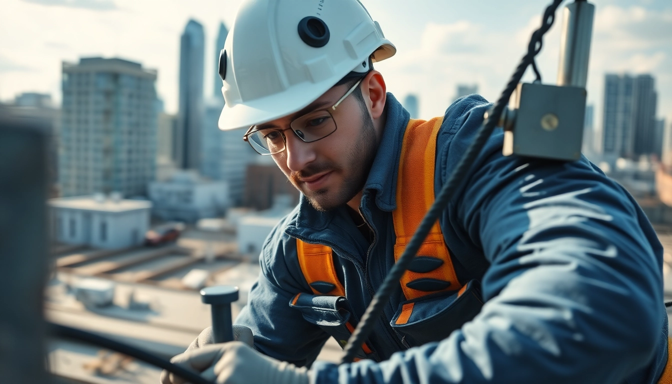 Professional commercial electrician vancouver installing electrical systems on a rooftop.