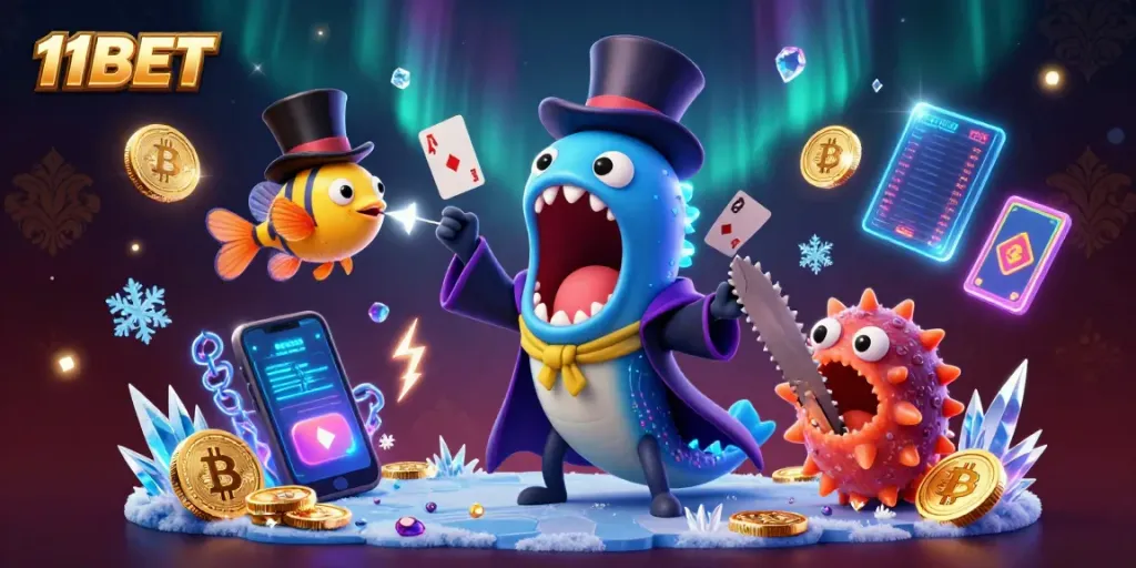 Engage with thrilling card tricks by the gulper eel and friends at 11BET's underwater casino.
