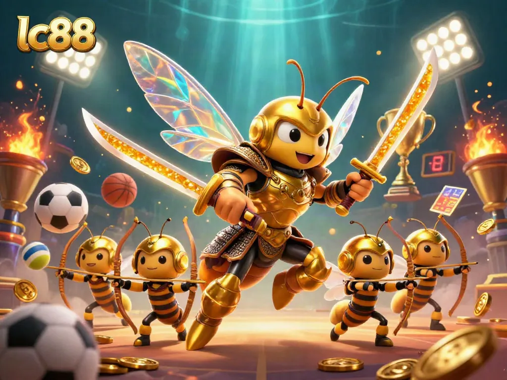 Engage with lc88 sports betting excitement featuring a golden samurai hornet and dynamic game elements.