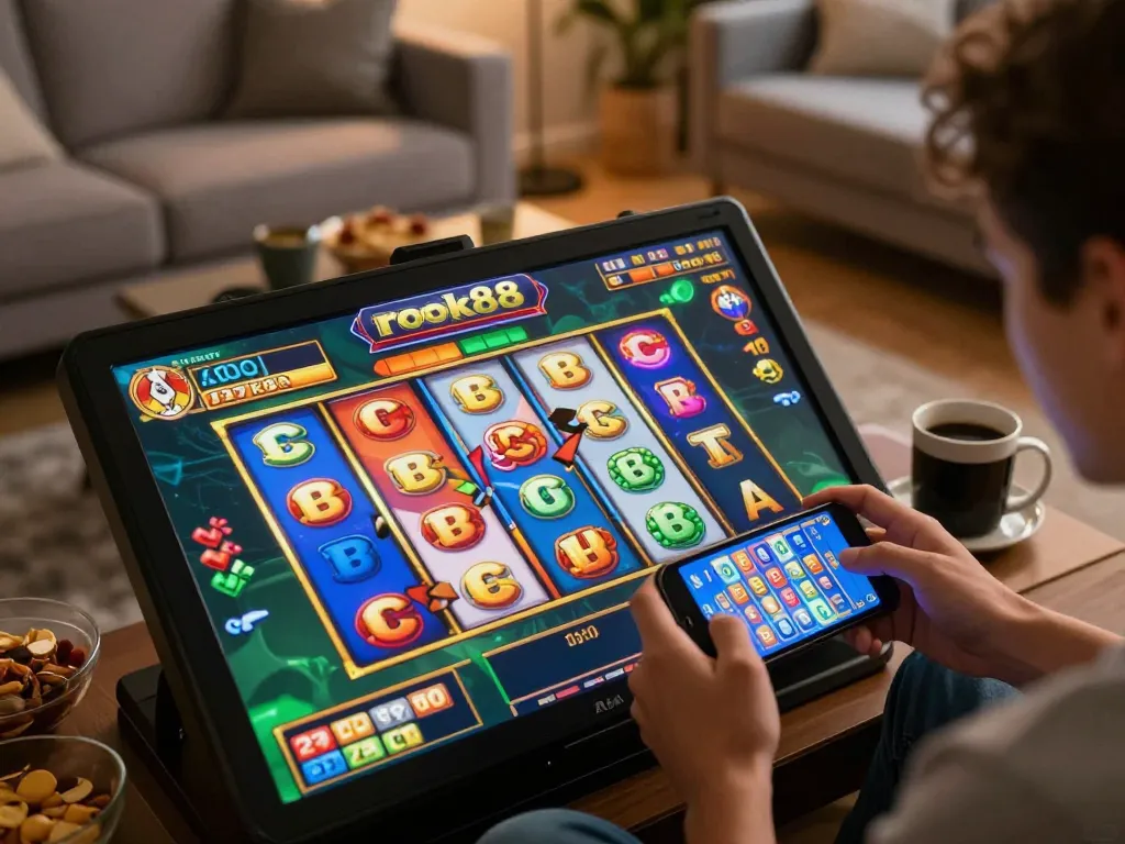 Momen menarik dalam permainan slot rokok88 mobile yang menampilkan beberapa gulungan berputar dan kegembiraan