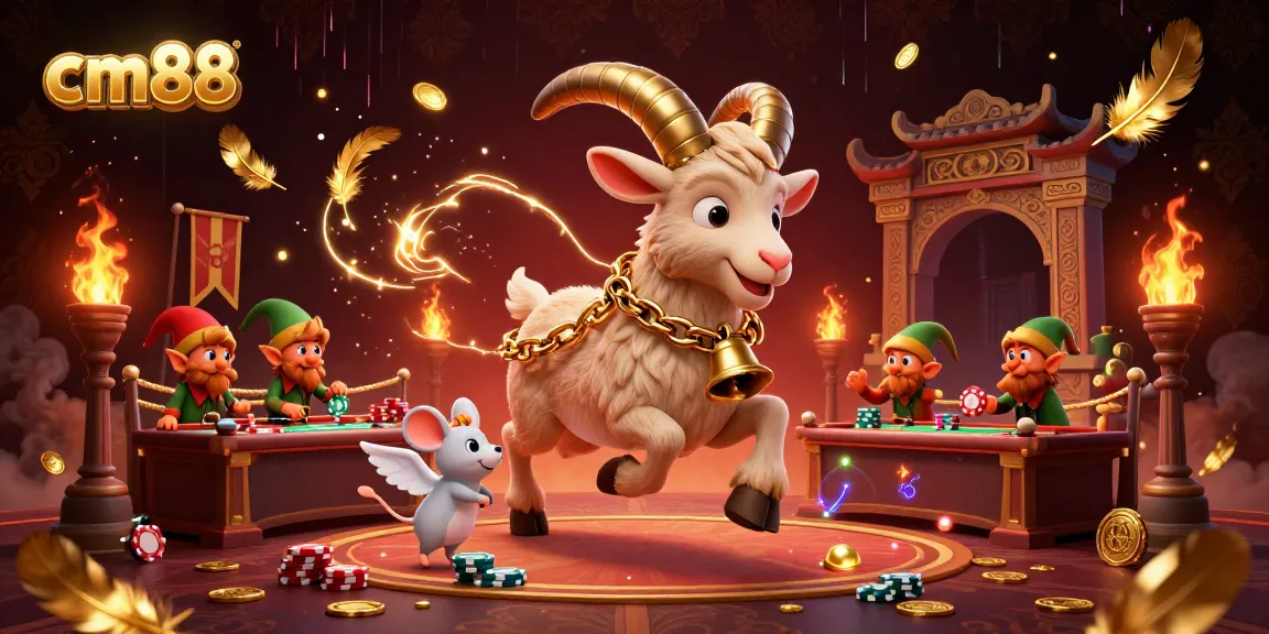 Experience thrilling action at cm88's vibrant casino scene with Krampus and mischievous characters stealing chips.