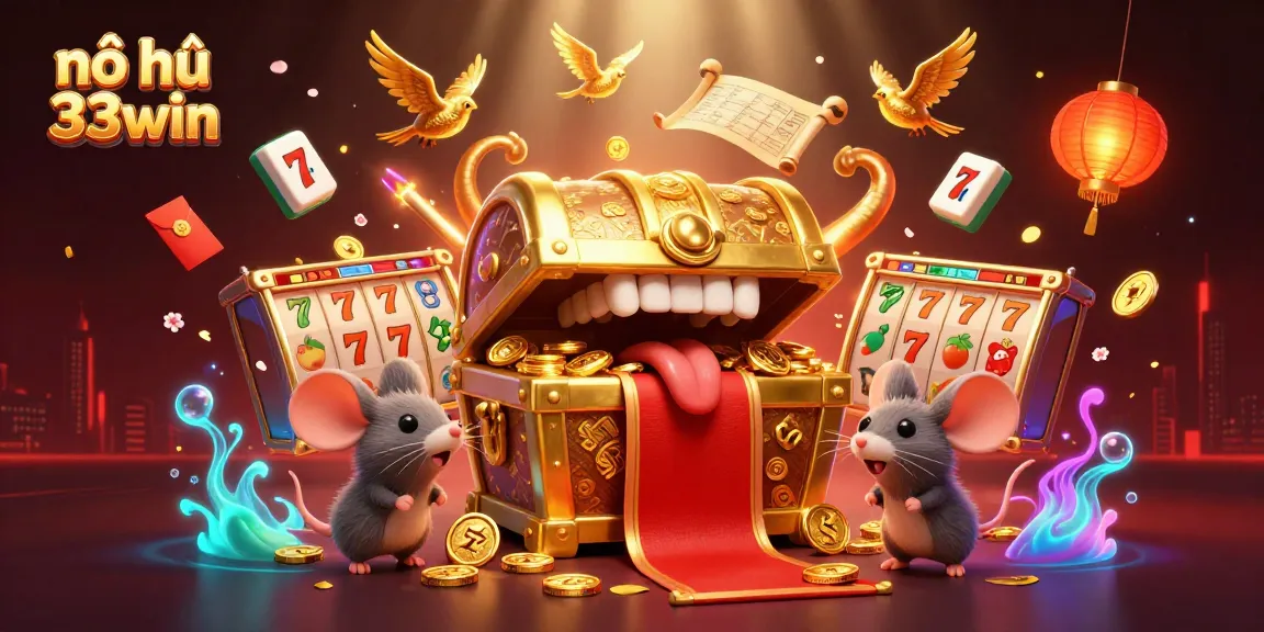 Engage in thrilling nổ hũ 33win gameplay featuring vibrant slot reels and captivating treasure hunting mice